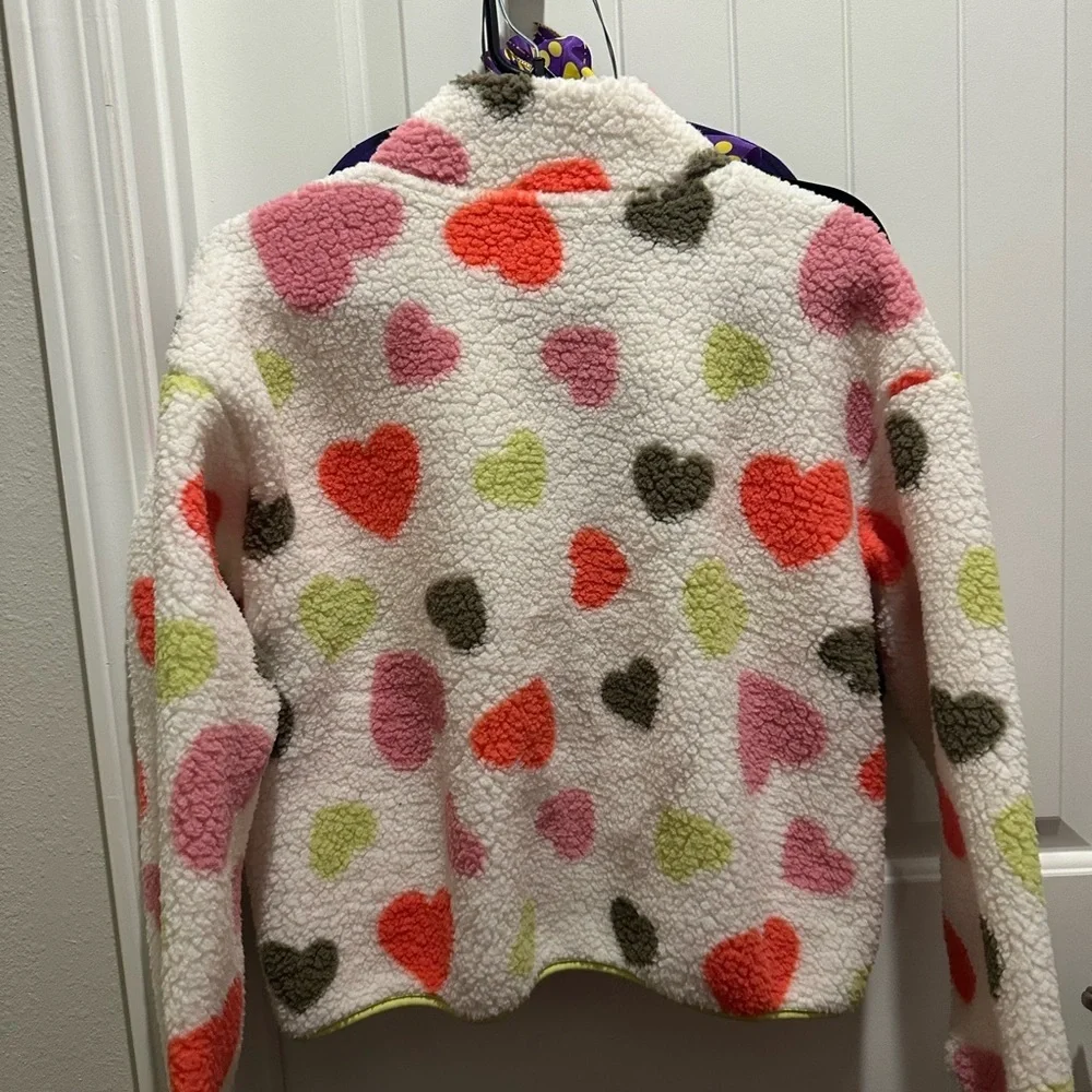 Old Navy Kids Heart Pattern Fleece Jacket - Pink, Red, Green, Brown